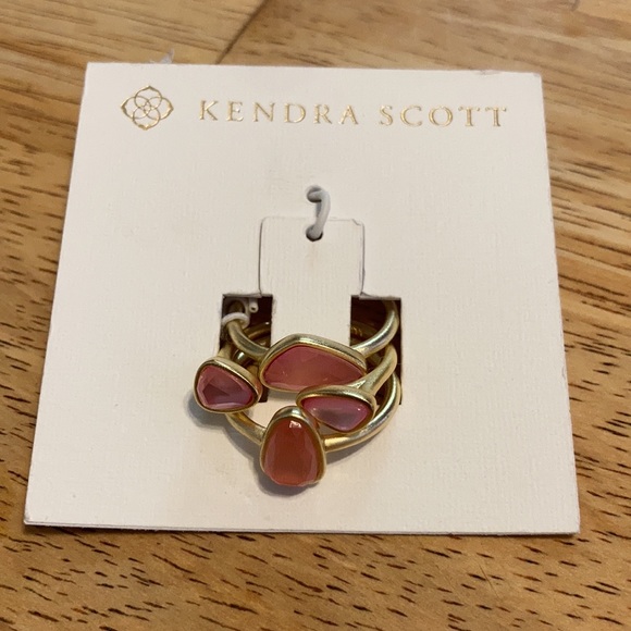 Kendra Scott Ivy Gold Ring Set Of 3 In Deep Blush Mix - Picture 9 of 12